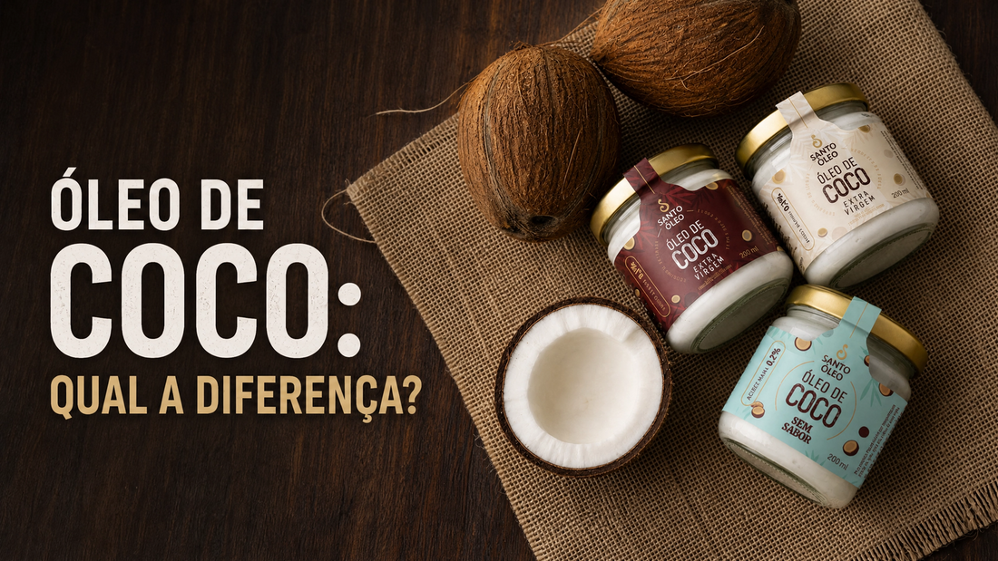 Tipos de óleo de coco Santo Óleo: polpa, película e sem sabor