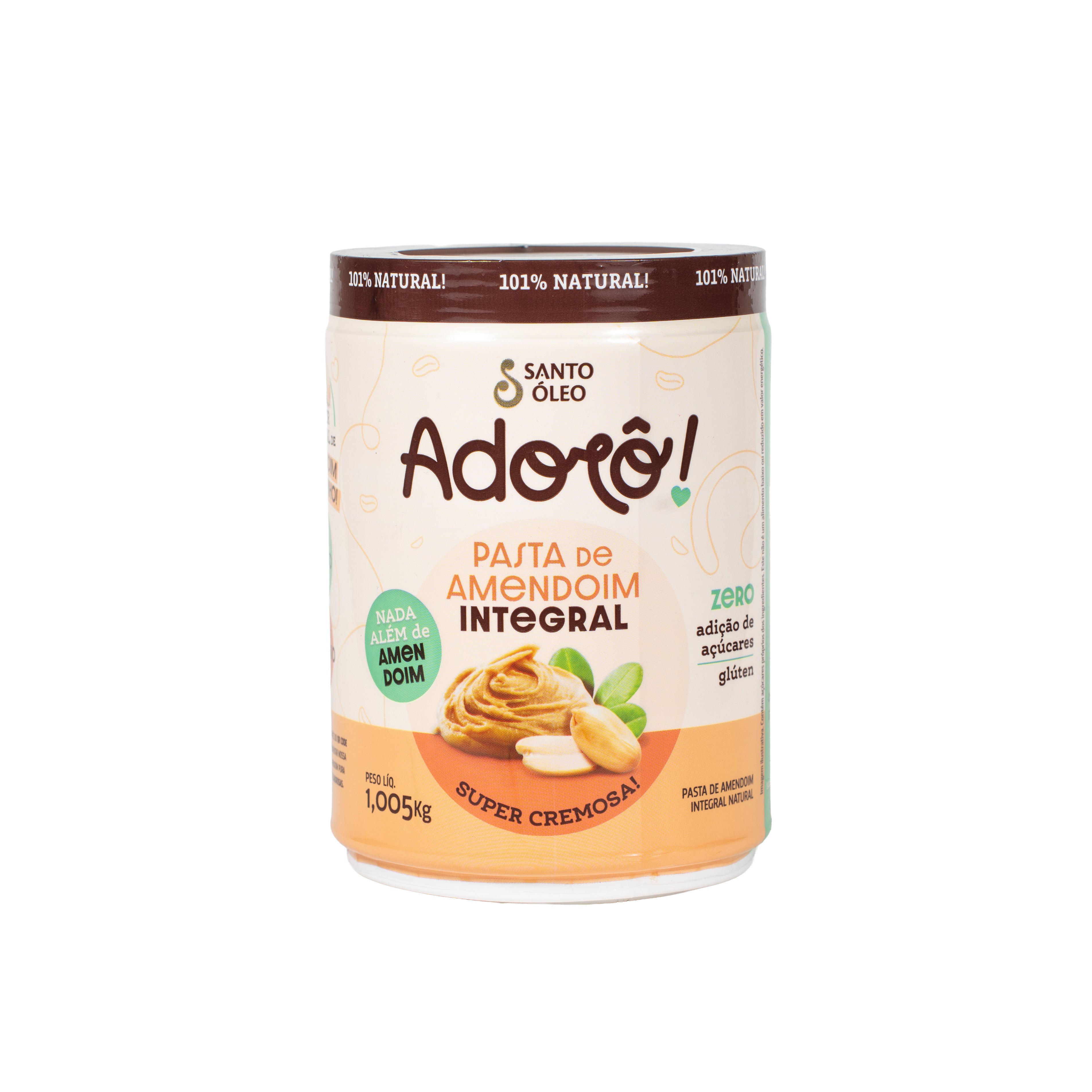 Pasta de Amendoim Integral Lisa 1kg | Adorô