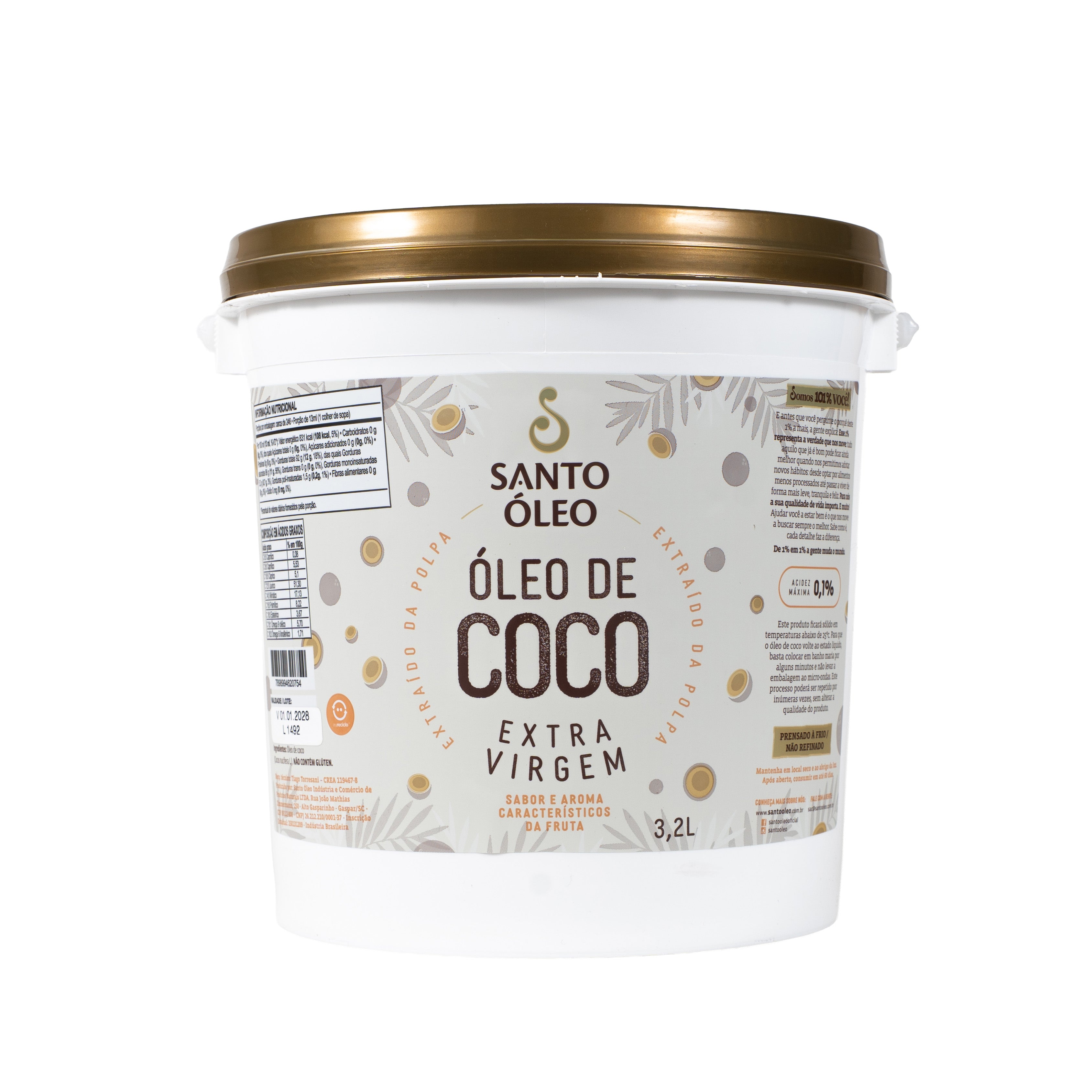 Óleo de Coco Extravirgem da Polpa 3,2L | Santo Óleo
