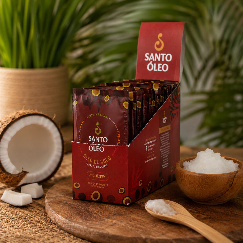 Óleo de Coco Extravirgem da Película Sachê 15ml Display 40 unidade