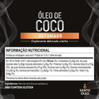 Óleo de coco duplamente defumado tabela nutricional.