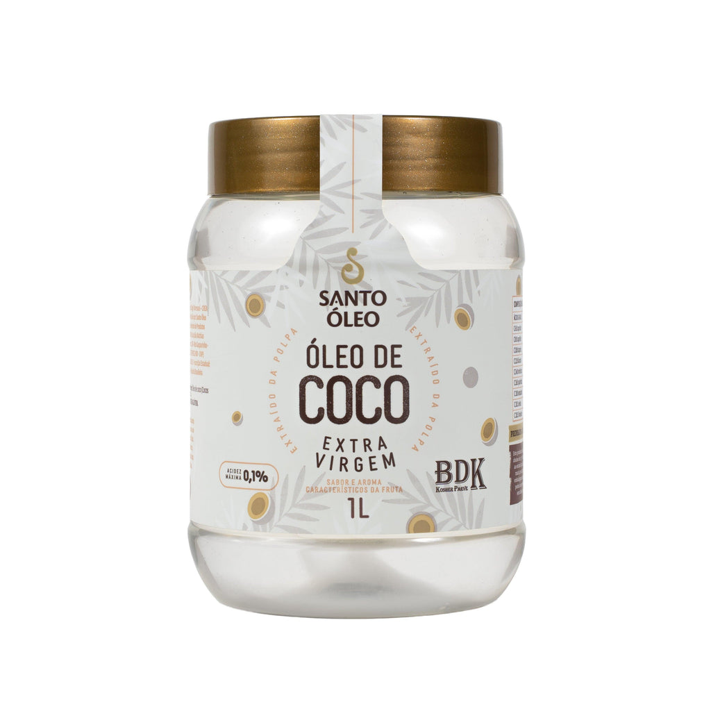 óleo de coco extravirgem da polpa 1L santo óleo