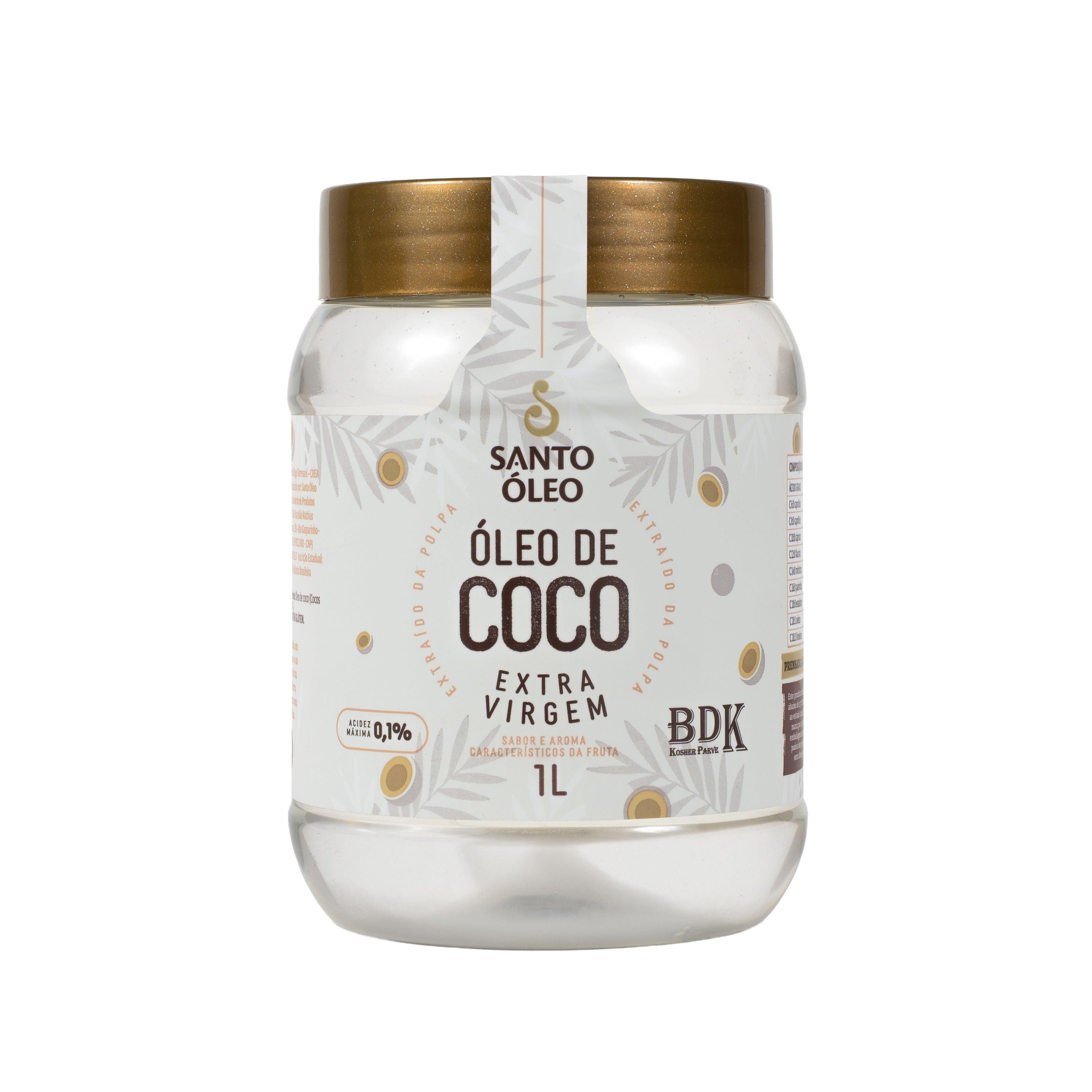 óleo de coco extravirgem da polpa 1L santo óleo