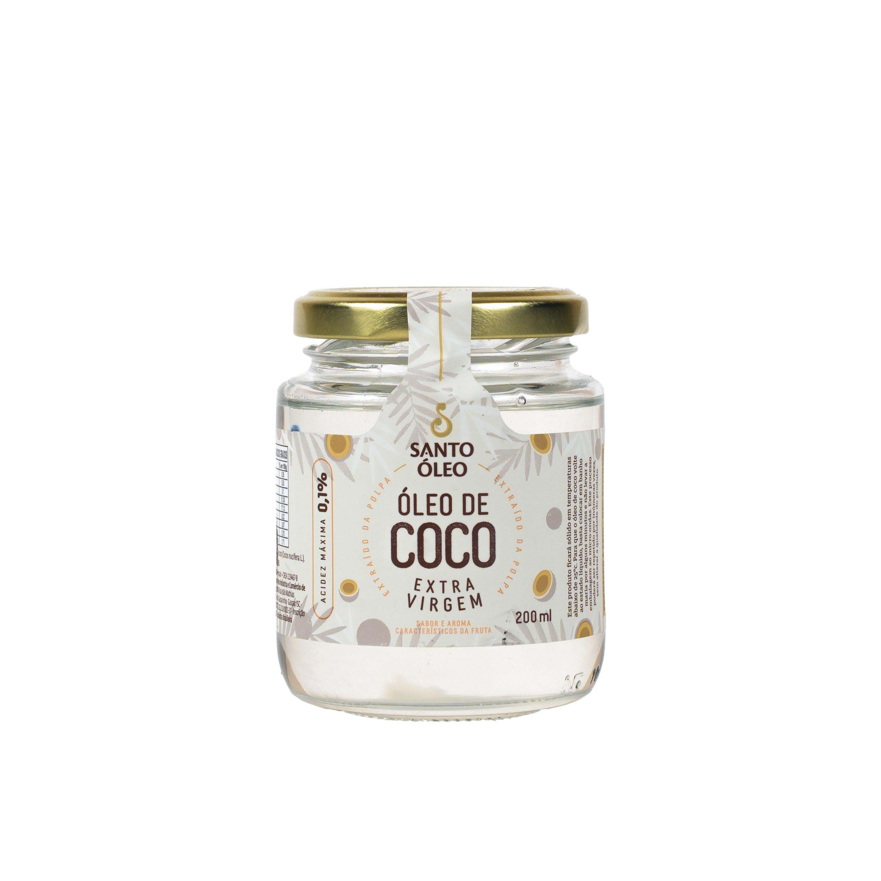 Oleo de coco extravirgem da polpa 200ml santo óleo