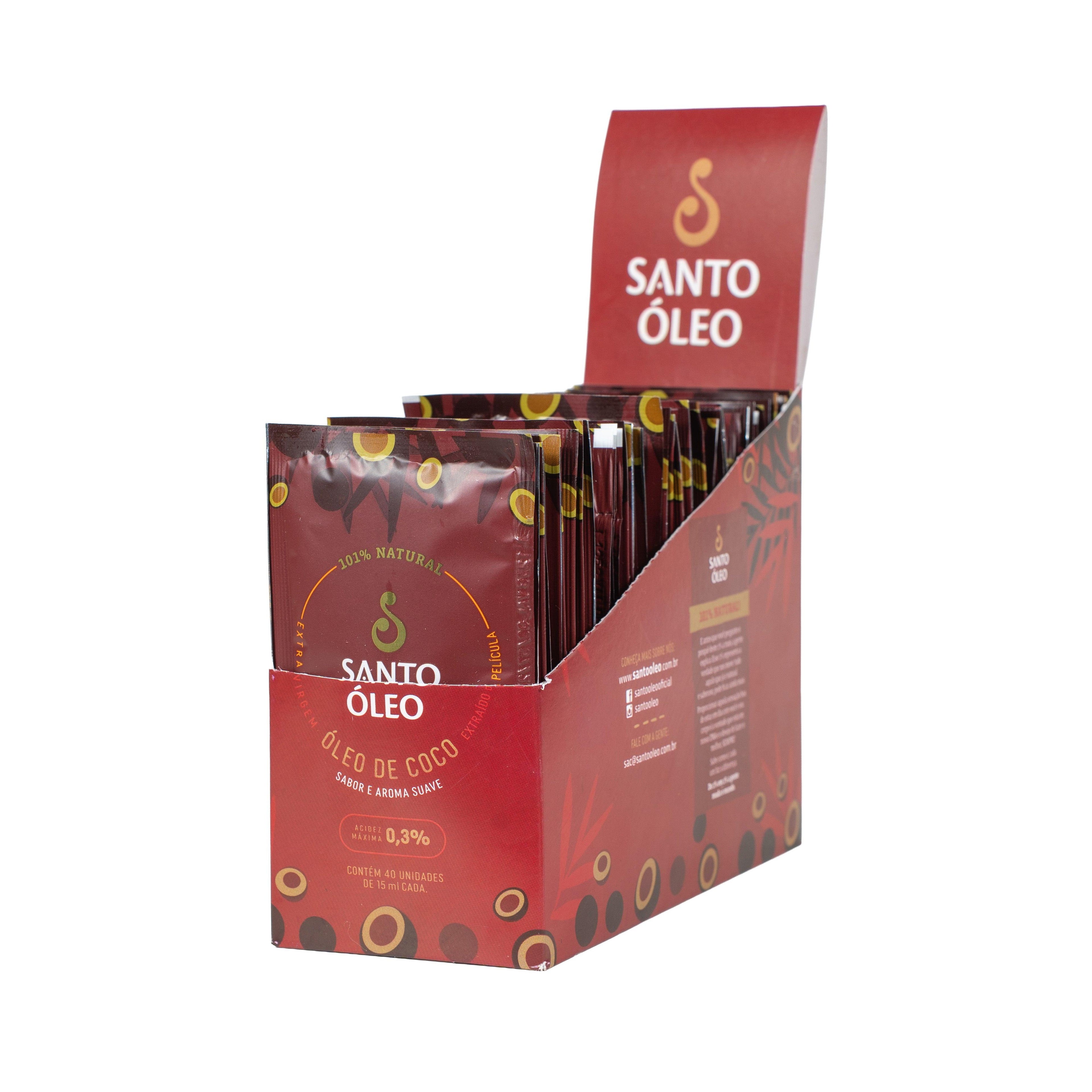 Display de óleo de coco santo óleo sache 15ml